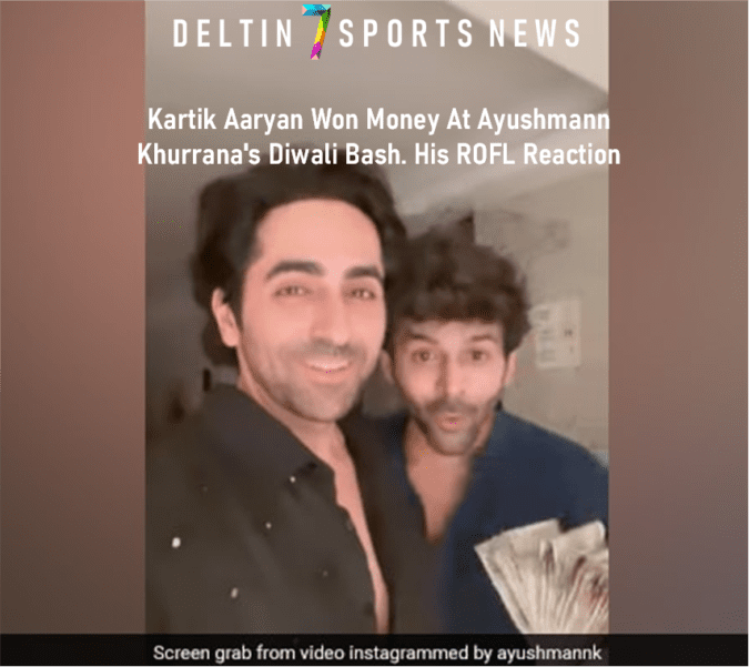 Kartik Aaryan Won Money At Ayushmann Khurrana's Diwali Bash. His ROFL Reaction