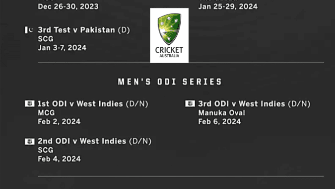 Australia will host West Indies Pakistan and South Africa from 2023-2024