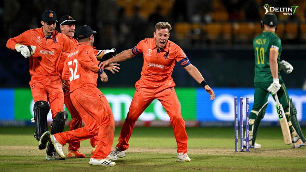 Netherlands stunning upset victory over South Africa at the Cricket World Cup is led by Roelof van der Merwe: CWC 2023 1 Netherlands stunning upset