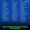 India's Squad for South Africa Tour